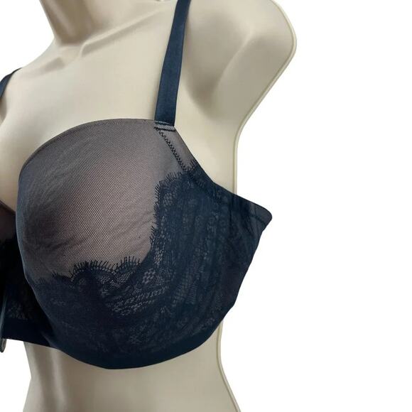 ThirdLove Eyelash Lace Demi Bra Darkest Teal 40D - Picture 3 of 8